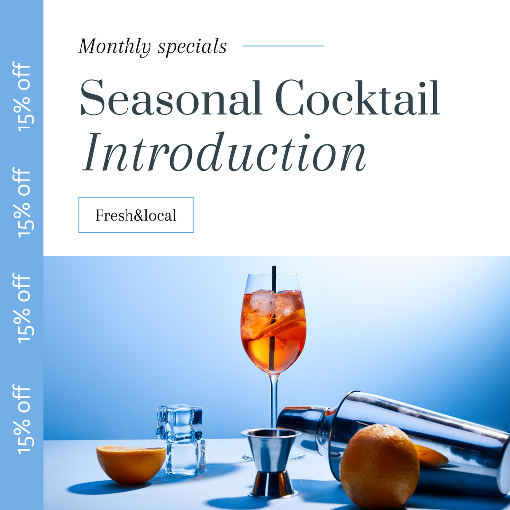 Special Monthly Offer on Seasonal Cocktails Instagram ADデザインテンプレート