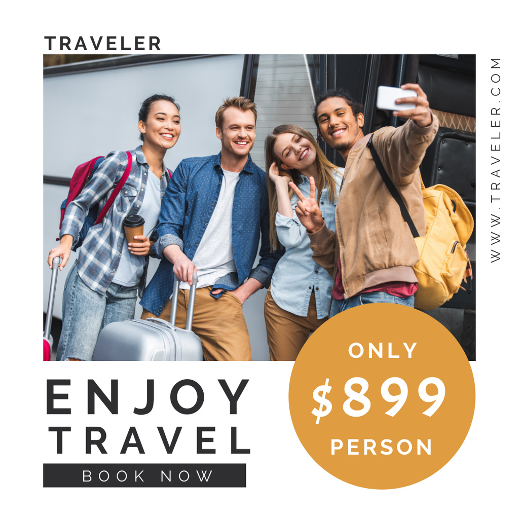 Designvorlage Travel Tours Booking Ad für Instagram