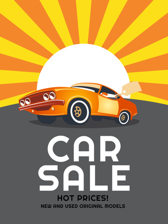 Car Sale Advertisement Muscle Car in Orange Poster US Šablona návrhu