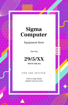 Computer Store On Digital Pattern With Arrows Invitation 5.5x8.5in Design Template