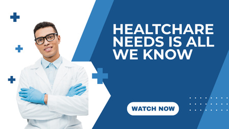 Healthcare Ad with Confident Doctor Youtube Design Template