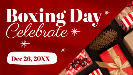 Sale for Boxing Day with Gifts FB event cover Design Template