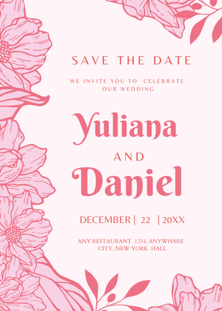 Platilla de diseño Floral Wedding Celebration Announcement  Invitation