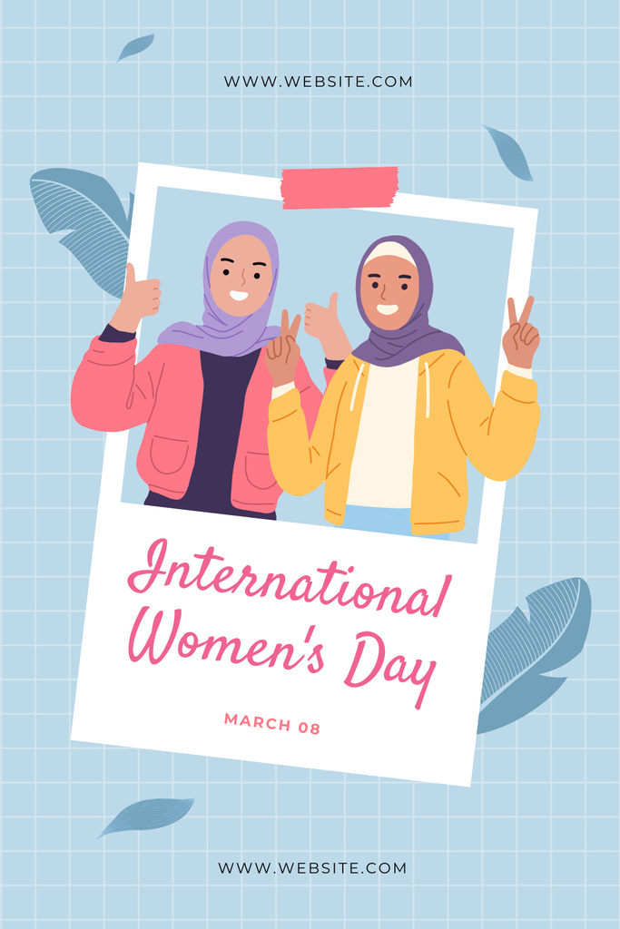 Smiling Muslim Women on International Women's Day Pinterest Modelo de Design