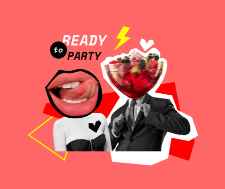 Party Announcement with Funny Characters Facebook Design Template