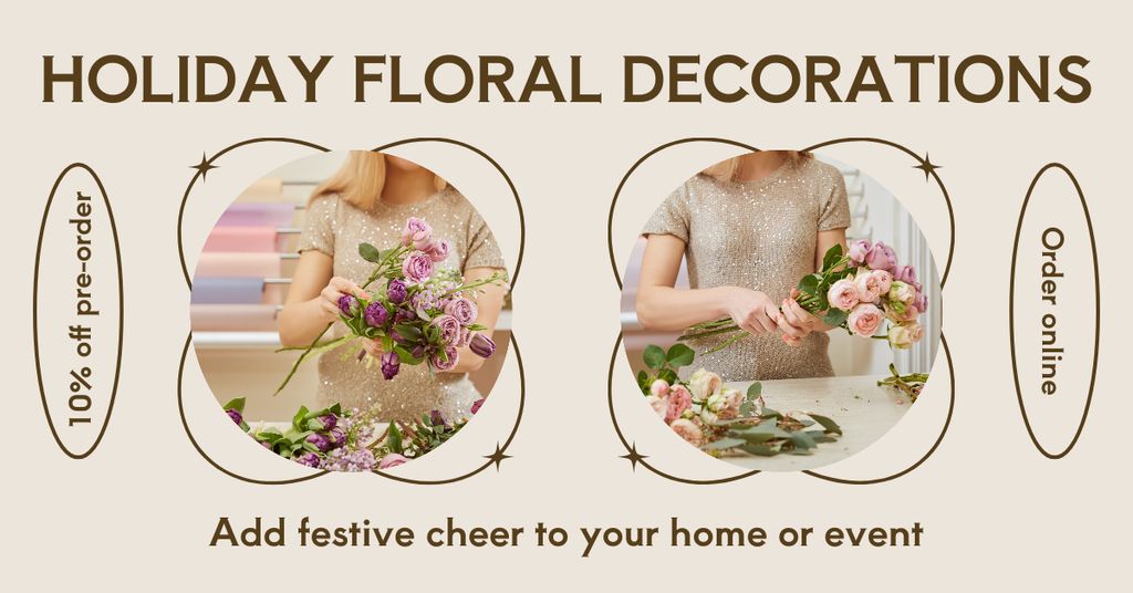 Designvorlage Florist Makes Bouquet for Festive Flower Arrangement für Facebook AD