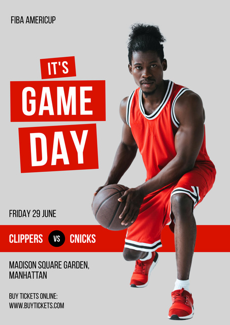 Plantilla de diseño de Basketball Game Announcement Poster 