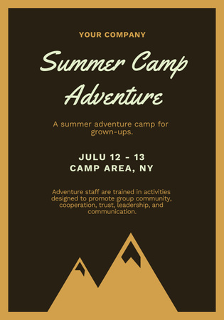 Summer Camp Adventure Poster 28x40in Design Template