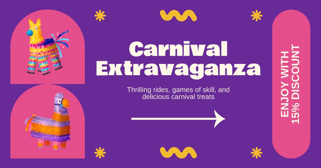 Bright Carnival Extravaganza With Discount On Entry Facebook AD Modelo de Design