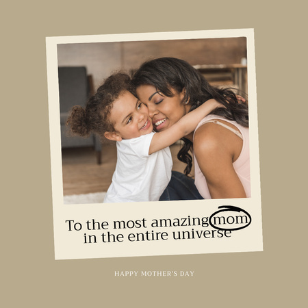 Поздравление с Днем матери с фотографией на память Instagram – шаблон для дизайна