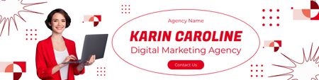 Επαγγελματική Προώθηση Digital Marketing Agency σε λευκό χρώμα LinkedIn Cover Πρότυπο σχεδίασης