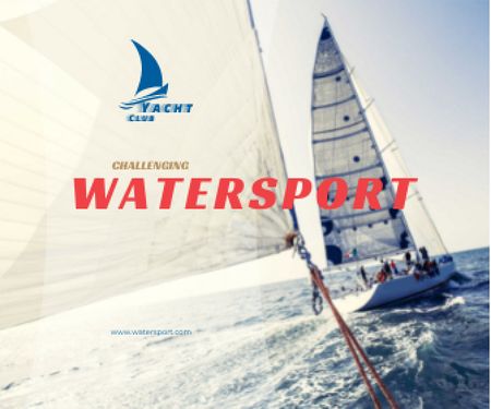 Water Sport Yacht Sailing on Blue Sea Large Rectangle Tasarım Şablonu