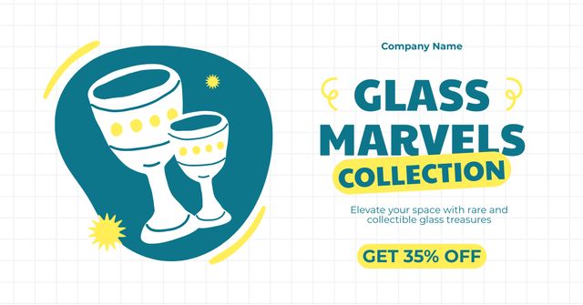 Marvelous Glass Drinkware At Lowered Rates Facebook AD Tasarım Şablonu