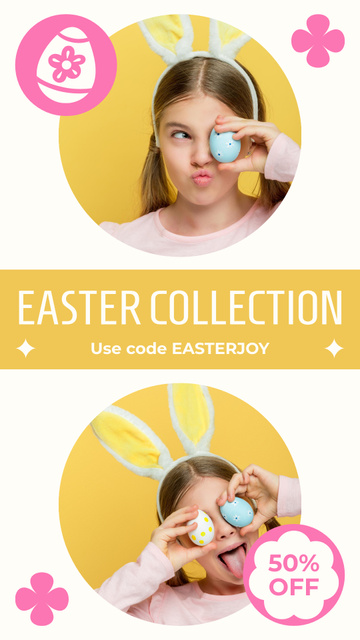 Easter Collection Sale Ad with Discount Offer Instagram Storyデザインテンプレート