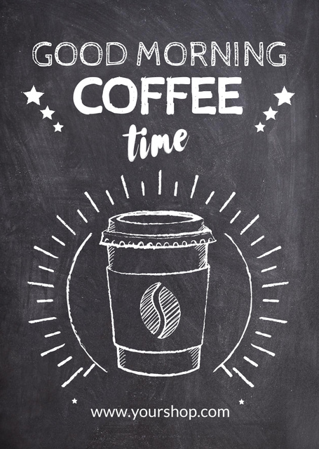Coffee time chalk advertisement Flyer A6 Πρότυπο σχεδίασης