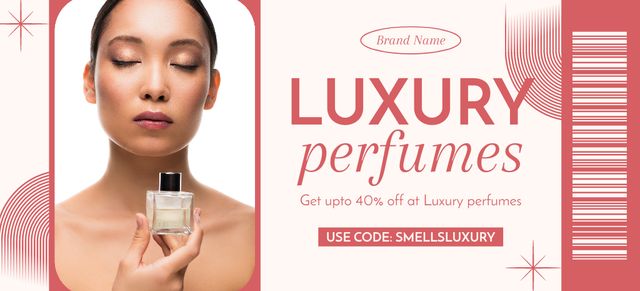 Promo Code Offer on Luxury Perfumes Coupon 3.75x8.25in Πρότυπο σχεδίασης