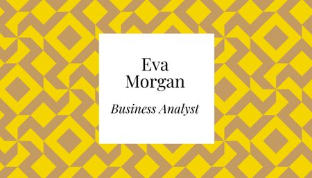 Designvorlage Business Analyst Services with Geometric Pattern in Yellow für Business Card US
