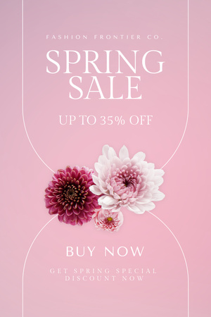 Spring Sale Announcement with Flowers on Pink Pinterest Design Template