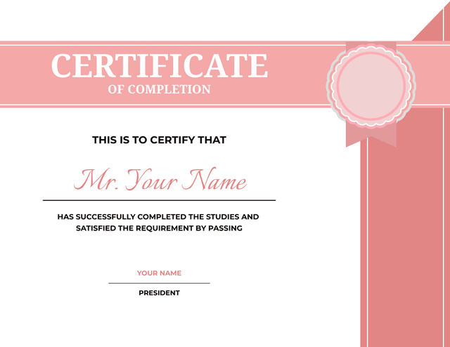 Award for Studies Completion Certificate Design Template