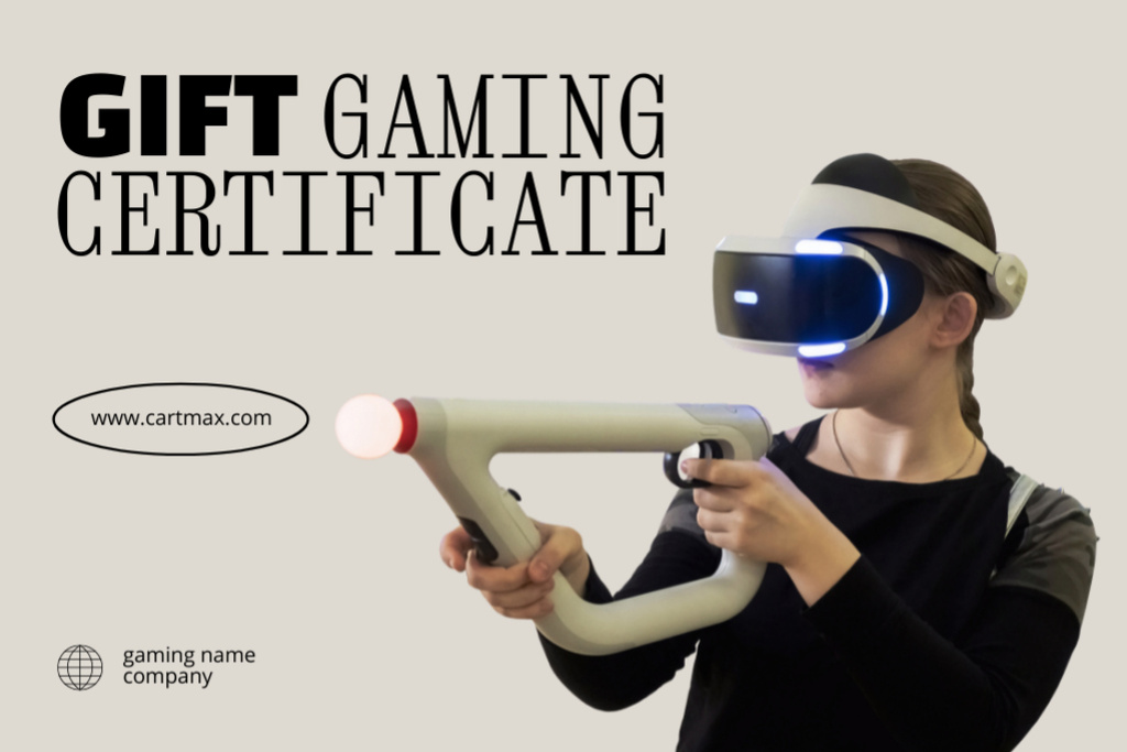 Discount Voucher for VR Gaming Accessories Gift Certificate Design Template