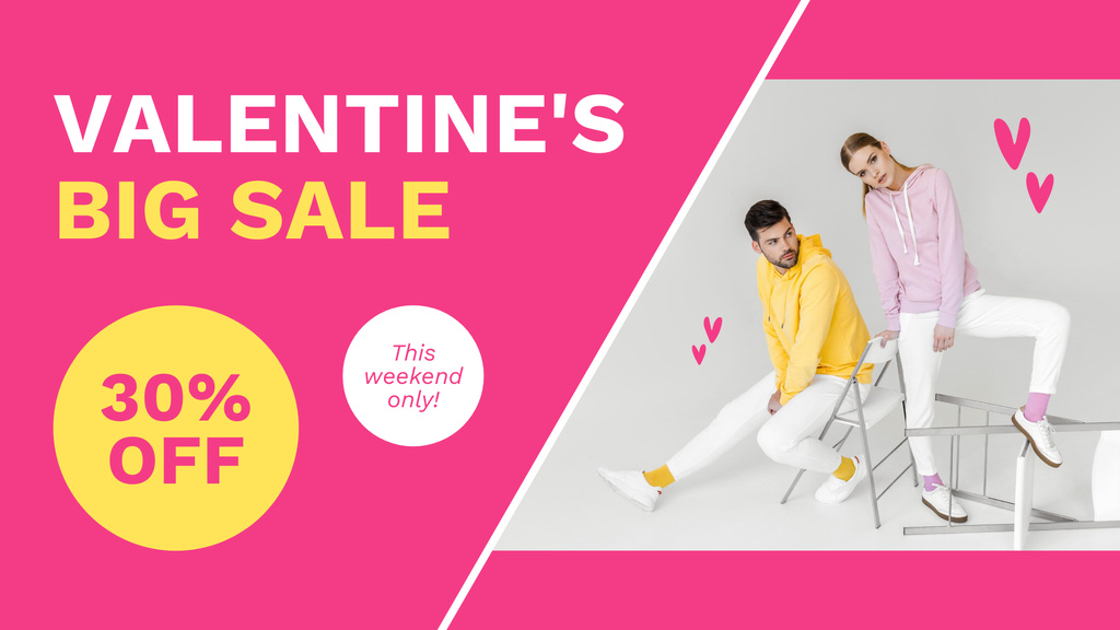 Big Valentine's Day Sale with Couple in Love And Discounts FB event coverデザインテンプレート