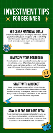 Business Investment Tips for Beginners Infographic tervezősablon