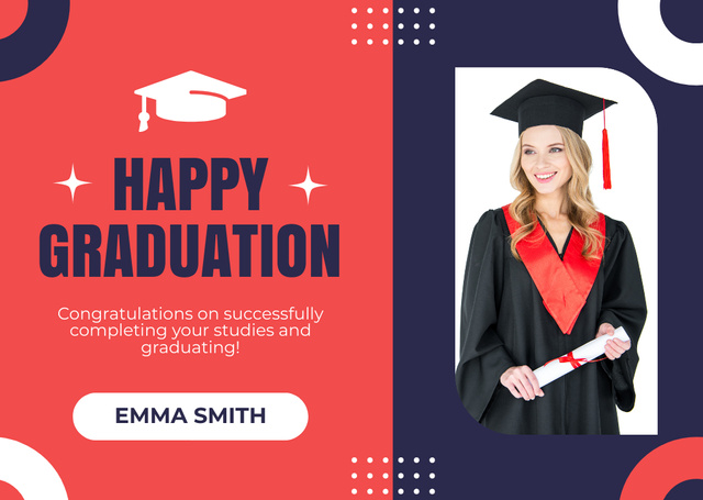 Graduation Wishes for Young Girl Card Design Template