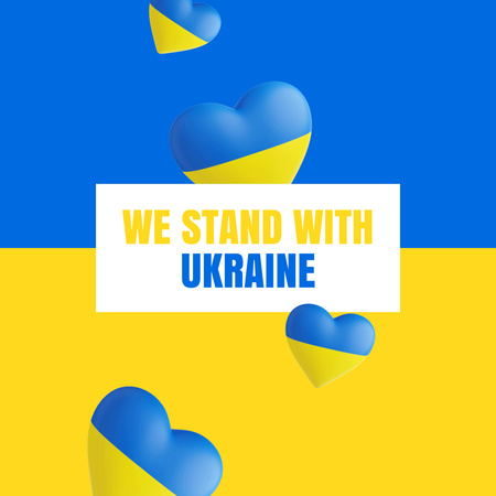 Announcement of Ukraine Supporting on Blue and Yellow Instagramデザインテンプレート