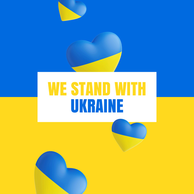 Announcement of Ukraine Supporting on Blue and Yellow Instagram Šablona návrhu