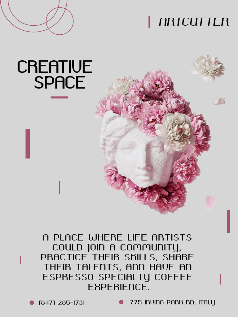 Enchanting Art Community And Space With Sculpture Poster USデザインテンプレート