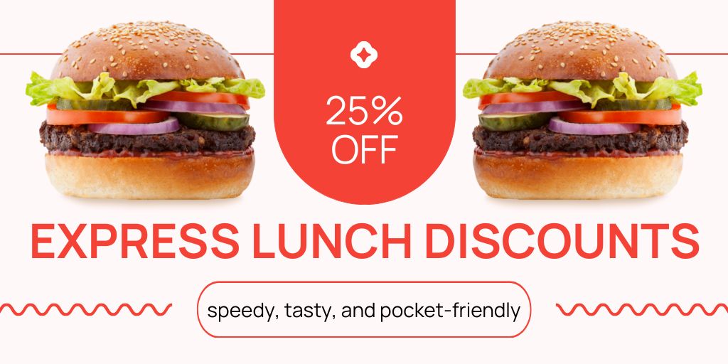 Offer of Discounted Prices on Express Lunch Twitter Tasarım Şablonu