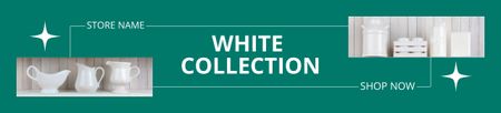 Collection of White Crockery on Green Ebay Store Billboard Design Template