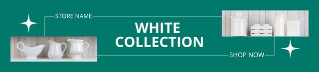 Designvorlage Collection of White Crockery on Green für Ebay Store Billboard