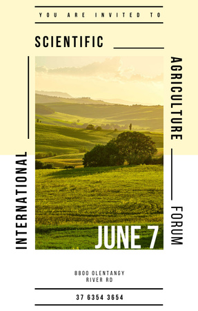 Modèle de visuel Annonce du Forum scientifique sur l'agriculture sur le paysage de la vallée - Invitation 4.6x7.2in