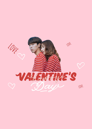 Happy Cute Couple on Valentine's Day Postcard A6 Vertical Design Template