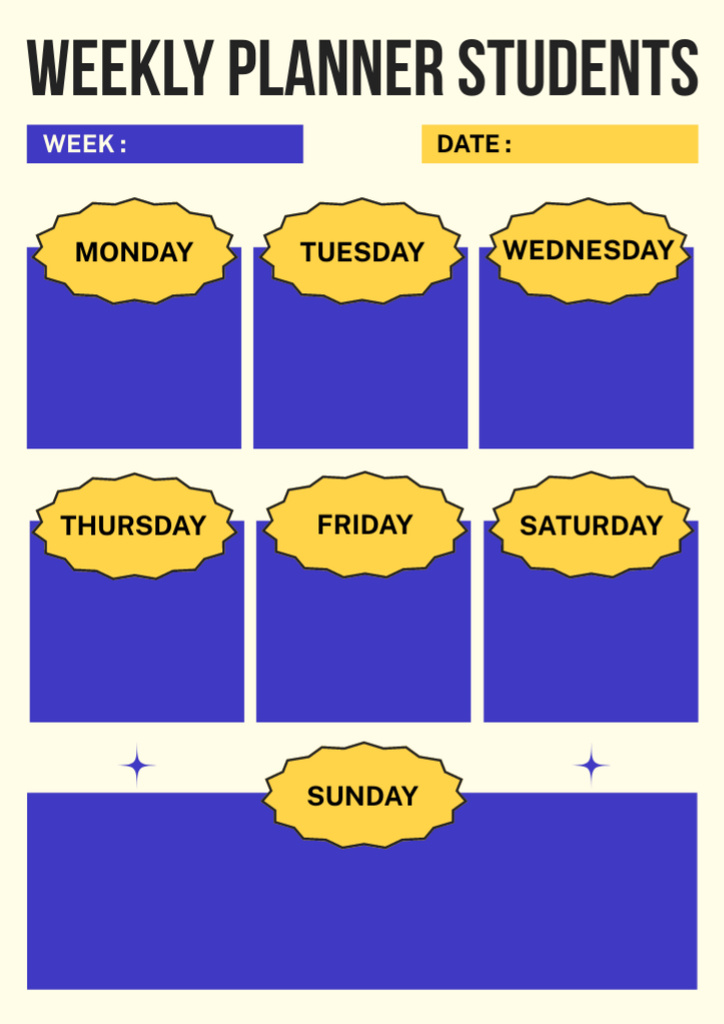 Designvorlage Weekly Plan for Students on Blue für Schedule Planner