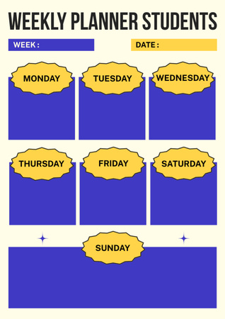 Mavili Öğrenciler için Haftalık Plan Schedule Planner Tasarım Şablonu