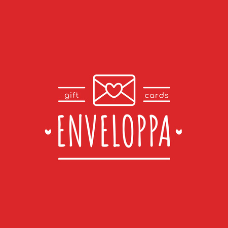 Envelope with Heart Sign in Red Logo 1080x1080px Šablona návrhu