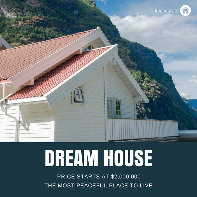Ontwerpsjabloon van Instagram van Dream House In Mountain for Sale