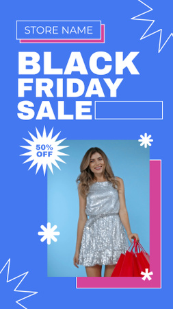 Woman on Black Friday Shopping Instagram Video Story Design Template