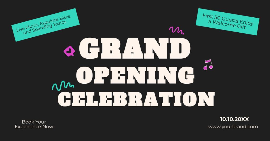 Grand Opening Celebration With Welcome Gift Facebook AD Design Template