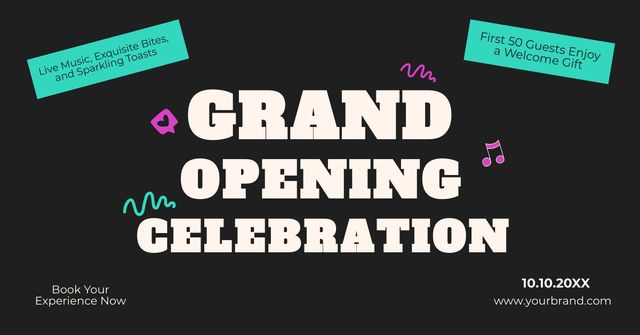 Plantilla de diseño de Grand Opening Celebration With Welcome Gift Facebook AD 