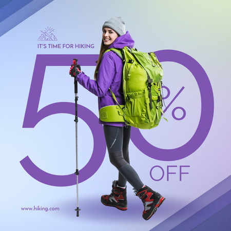 Platilla de diseño Woman in Hiking Equipment Instagram AD