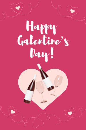Modèle de visuel Galentine's Day Greeting with Bottle of Champagne - Postcard 4x6in Vertical