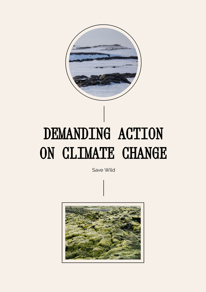 Climate Change Awareness with Earth Landscapes In White Poster B2 Design Template