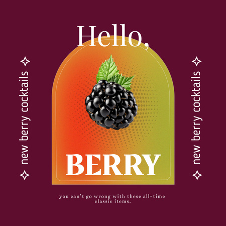 Berry Cocktails Ad with Mulberry Instagram Design Template
