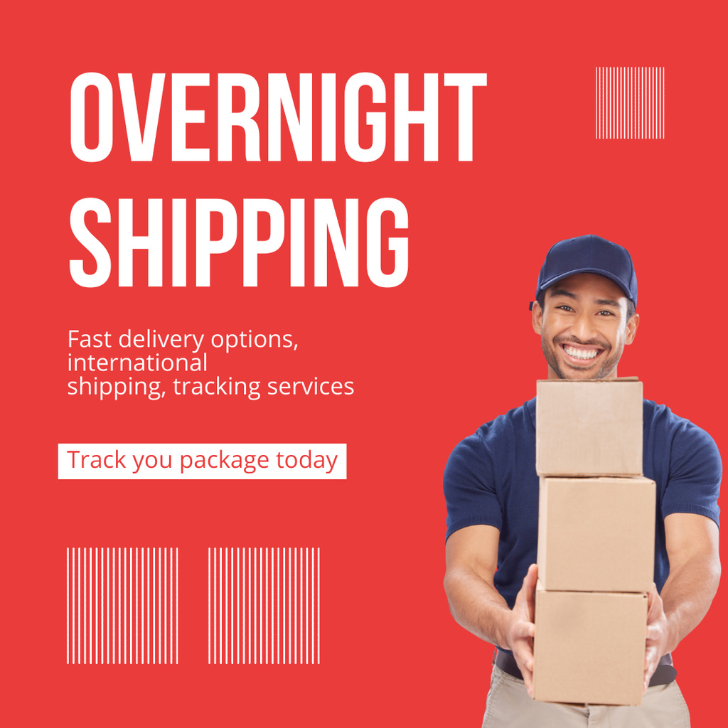 Plantilla de diseño de Track Your Parcels with Our Overnight Shipping Instagram 