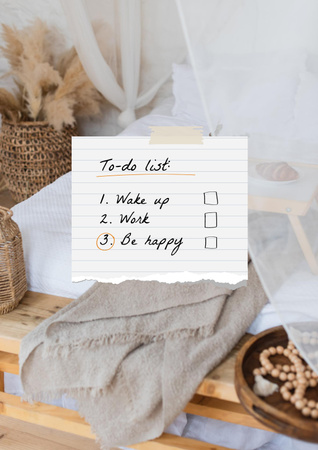 To-do List with Cozy Bedroom and Laptop Poster Design Template