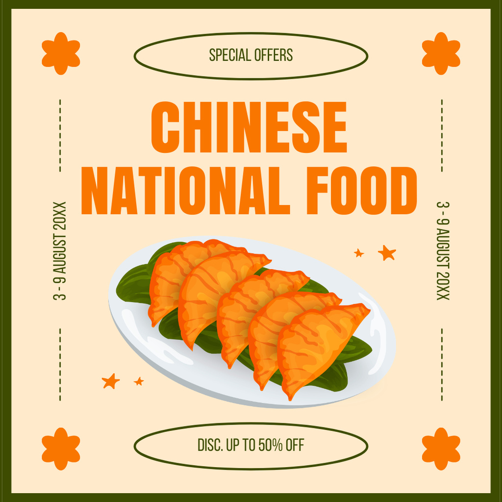 Ontwerpsjabloon van Instagram van Discount National Chinese Food