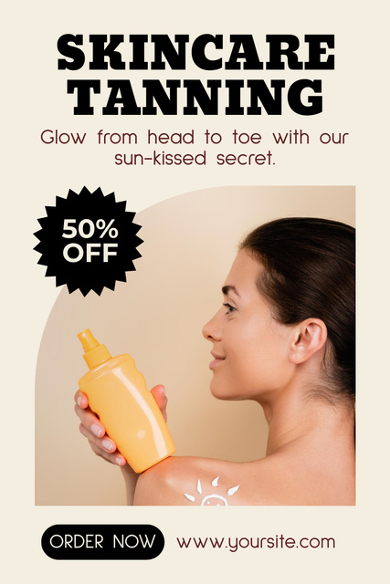 Ontwerpsjabloon van Pinterest van Tanning Skin Care Sale